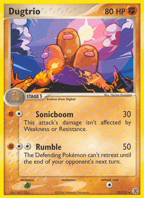 Dugtrio, carta 22 di EX RossoFuoco e VerdeFoglia