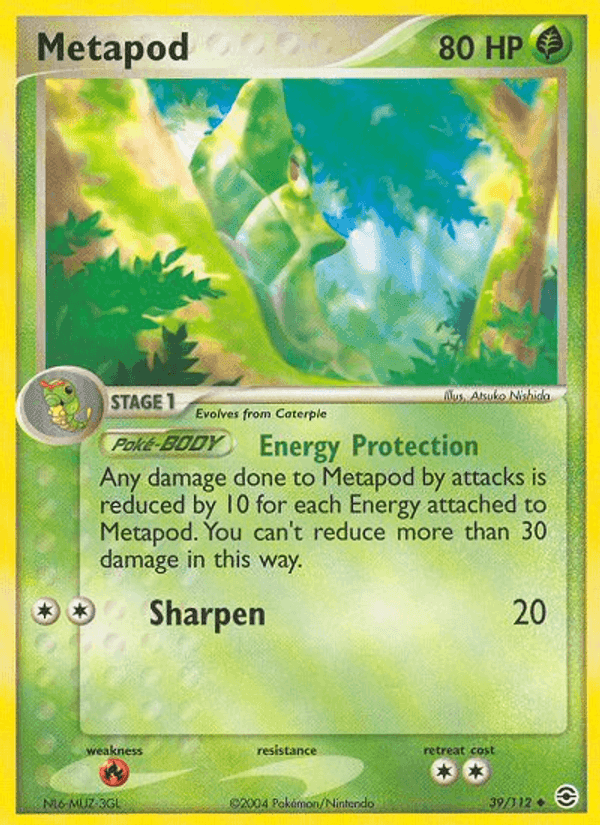 Metapod, carta 39 di EX RossoFuoco e VerdeFoglia