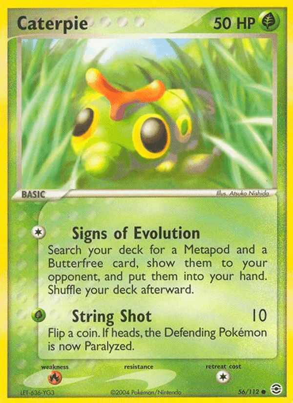 Caterpie, carta 56 di EX RossoFuoco e VerdeFoglia