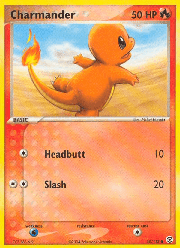 Charmander, carta 58 di EX RossoFuoco e VerdeFoglia