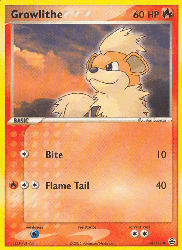 Growlithe, card 64 from FireRed & LeafGreen