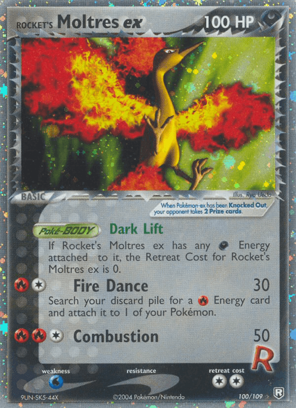 Rocket's Moltres ex, card 100 from Team Rocket Returns
