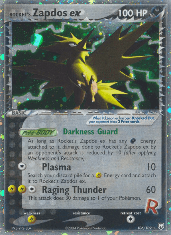 Rocket's Zapdos ex, card 106 from Team Rocket Returns