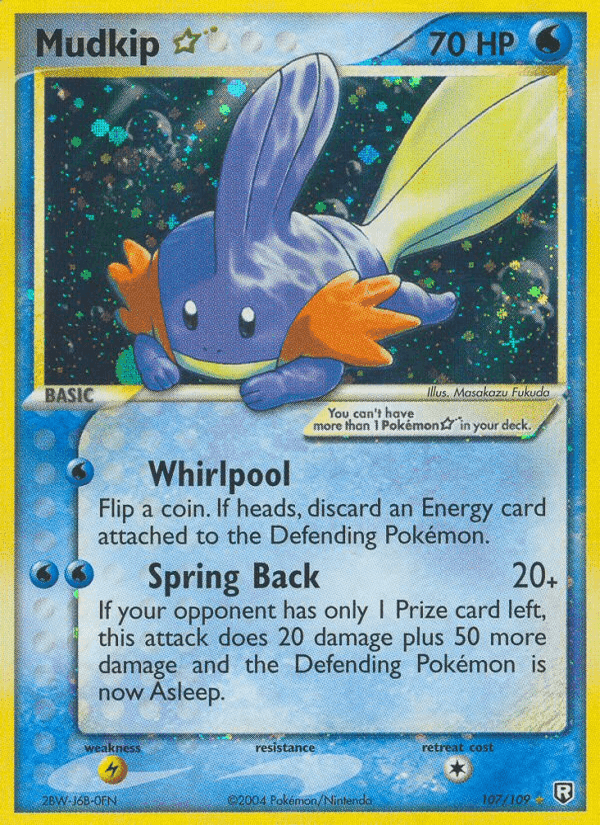 Mudkip ☆, card 107 from Team Rocket Returns