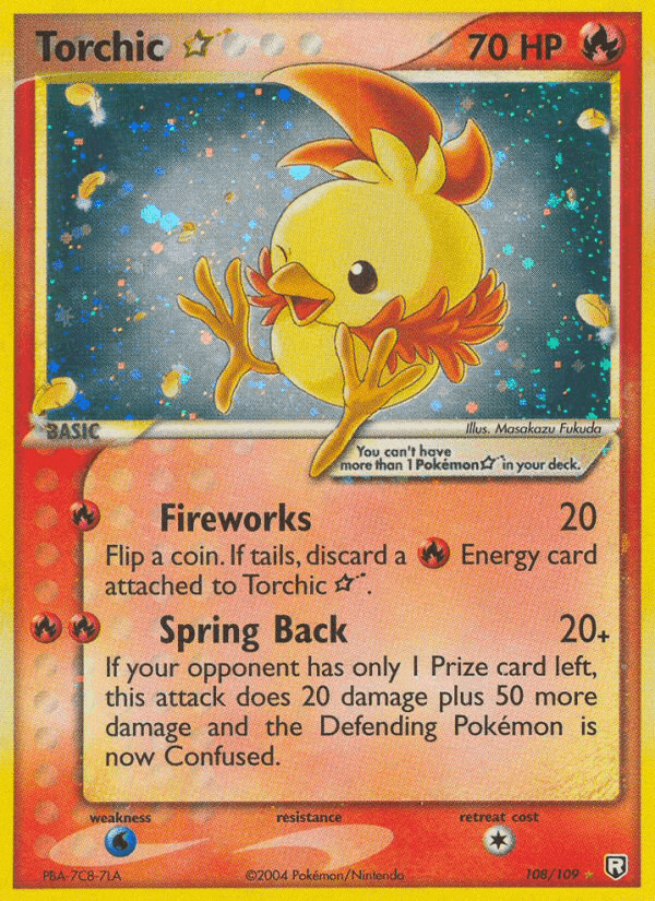Torchic ☆, card 108 from Team Rocket Returns