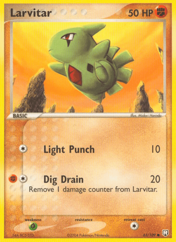 Larvitar, card 63 from Team Rocket Returns