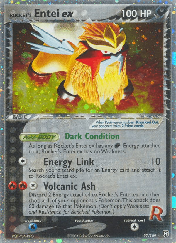 Rocket's Entei ex, card 97 from Team Rocket Returns