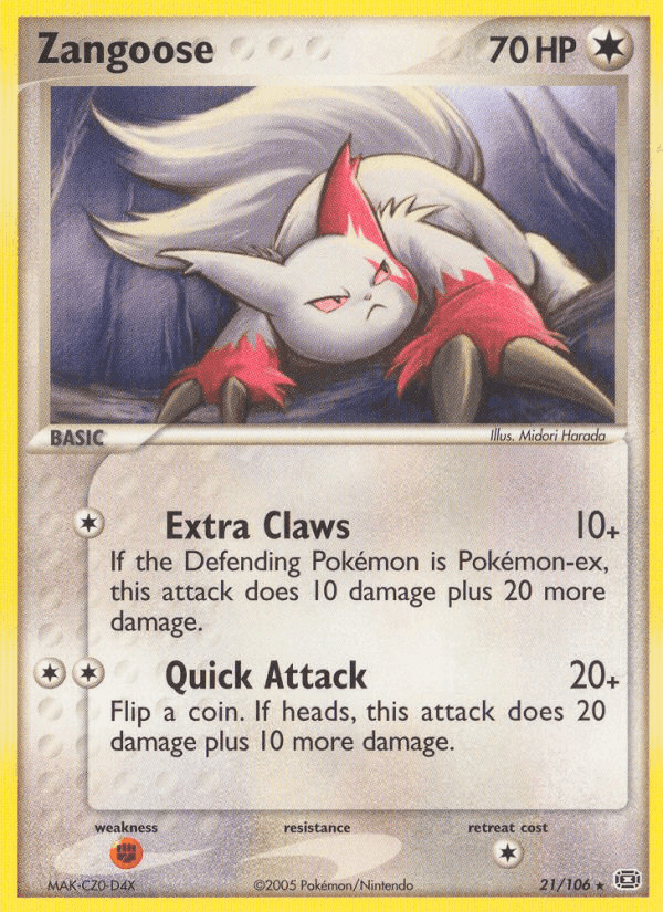 Zangoose, carta 21 de EX Esmeralda