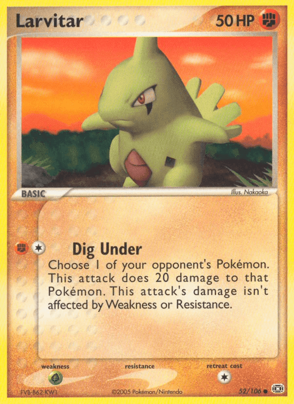 Larvitar, carta 52 di EX Smeraldo
