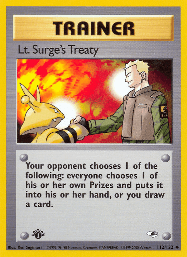 Lt. Surge's Treaty, card 112 from Gym Heroes