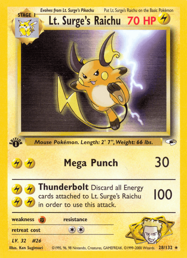Lt. Surge's Raichu, carta 28 di Gym Heroes