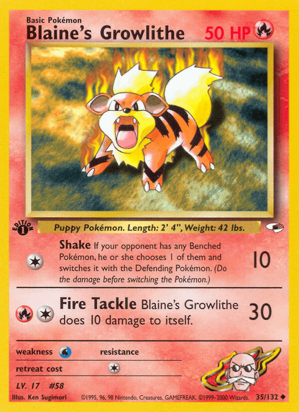 Blaine's Growlithe, carte 35 de Gym Heroes