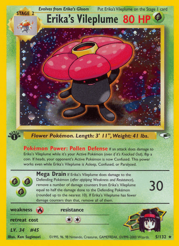 Erika's Vileplume, card 5 from Gym Heroes