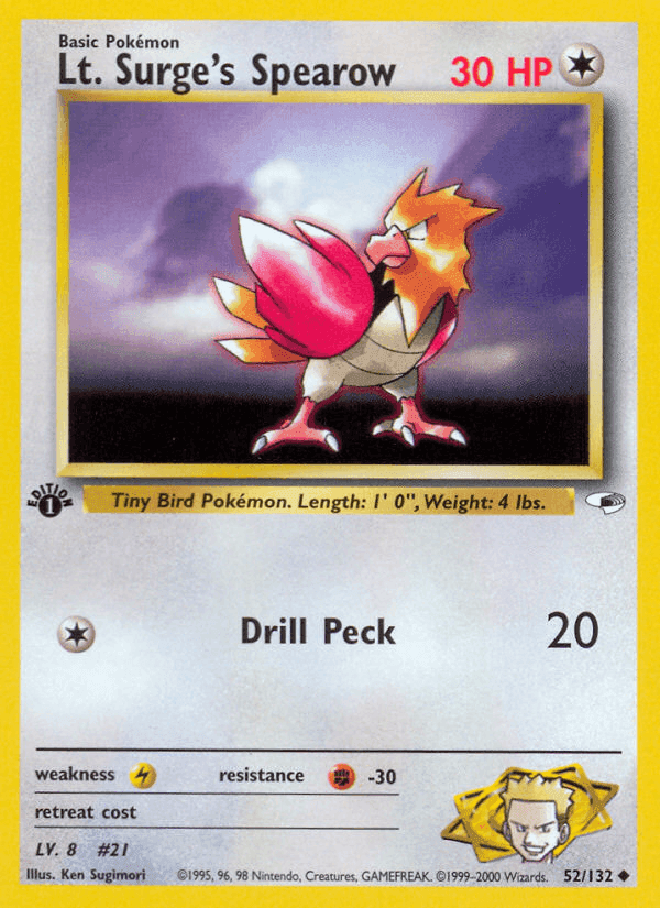 Lt. Surge's Spearow, carte 52 de Gym Heroes