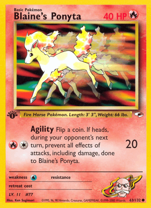 Blaine's Ponyta, card 63 from Gym Heroes