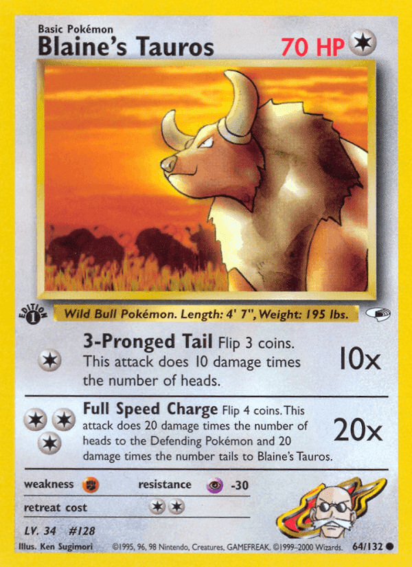 Blaine's Tauros, card 64 from Gym Heroes
