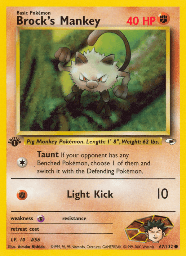 Brock's Mankey, card 67 from Gym Heroes