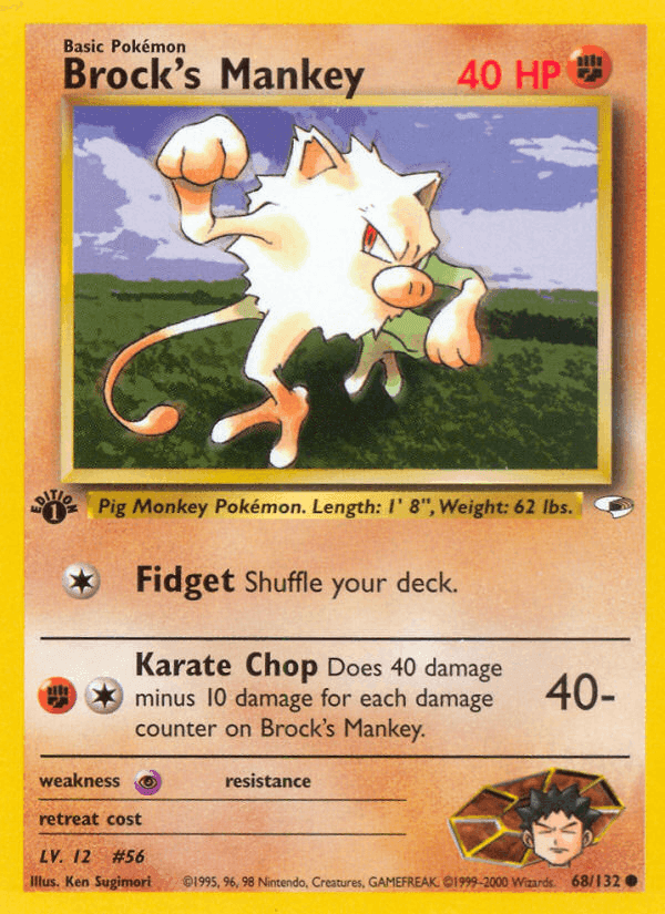 Brock's Mankey, card 68 from Gym Heroes