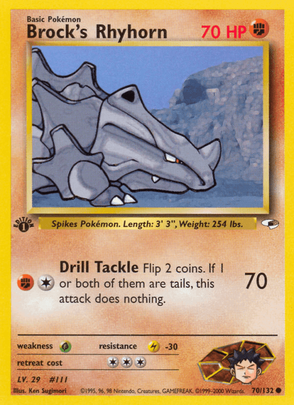Brock's Rhyhorn, card 70 from Gym Heroes