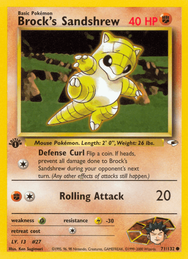 Brock's Sandshrew, card 71 from Gym Heroes