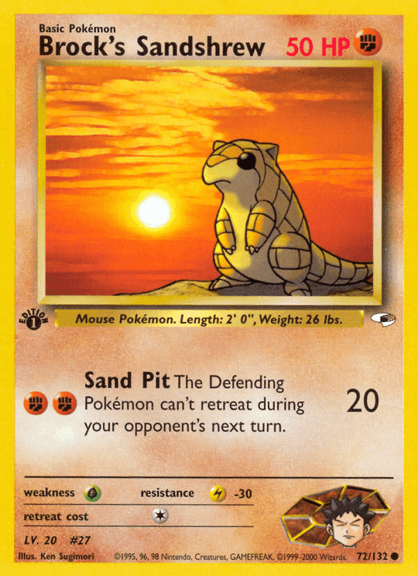Brock's Sandshrew, card 72 from Gym Heroes