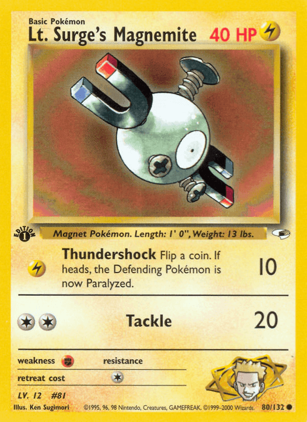Lt. Surge's Magnemite, card 80 from Gym Heroes