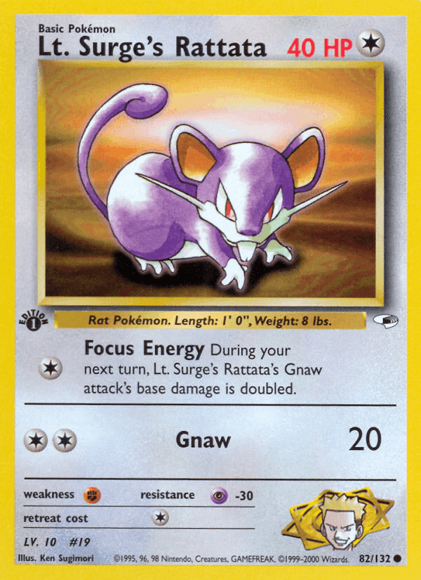 Lt. Surge's Rattata, card 82 from Gym Heroes