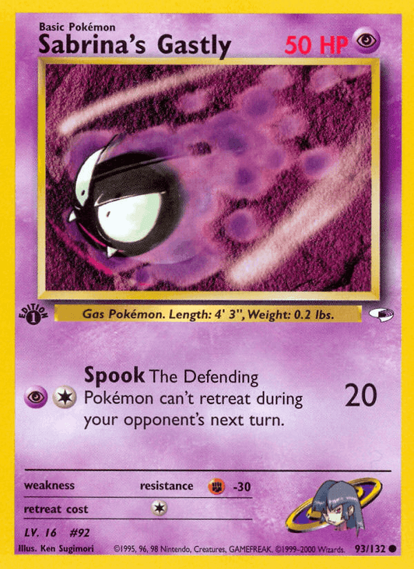 Sabrina's Gastly, card 93 from Gym Heroes