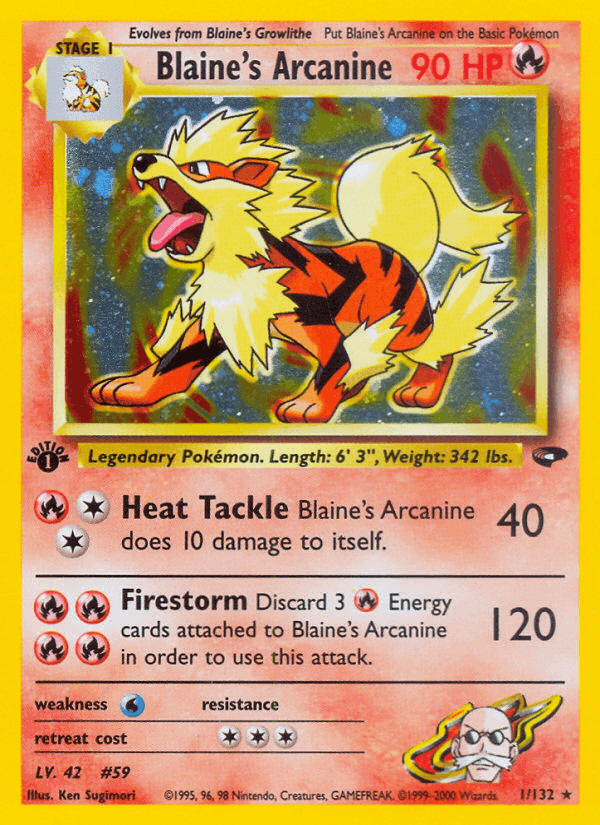Blaine's Arcanine, card 1 from Gym Challenge