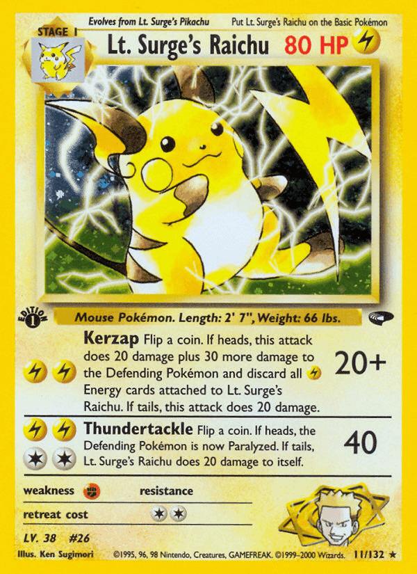 Lt. Surge's Raichu, carta 11 di Gym Challenge
