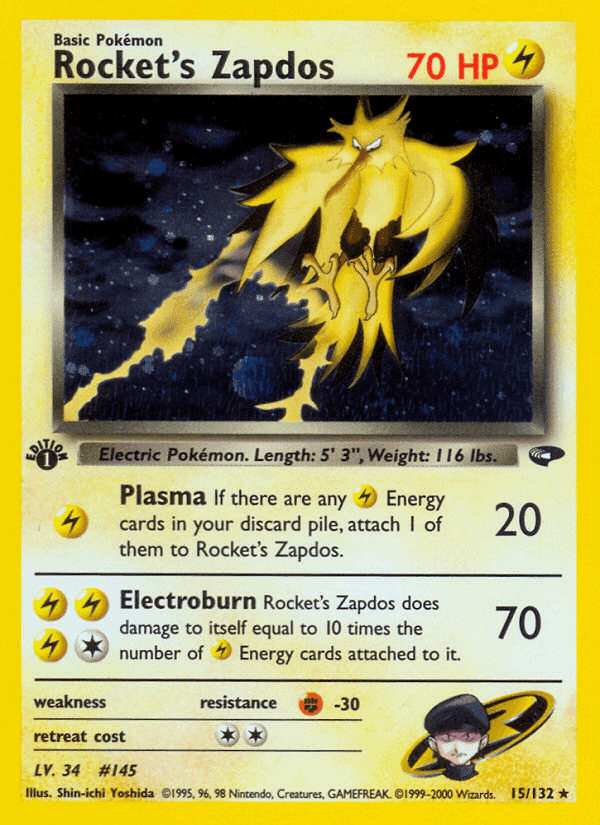Rocket's Zapdos, carta 15 de Gym Challenge