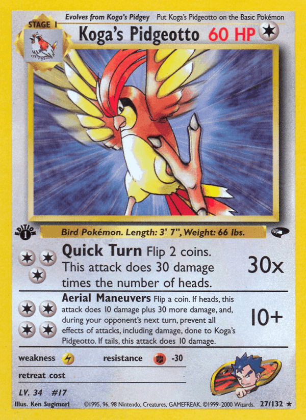 Koga's Pidgeotto, carta 27 de Gym Challenge