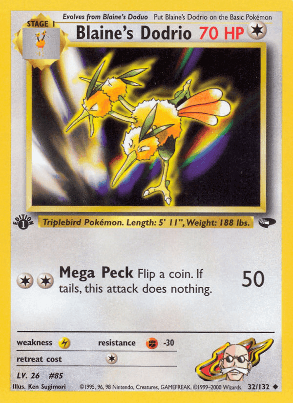 Blaine's Dodrio, card 32 from Gym Challenge