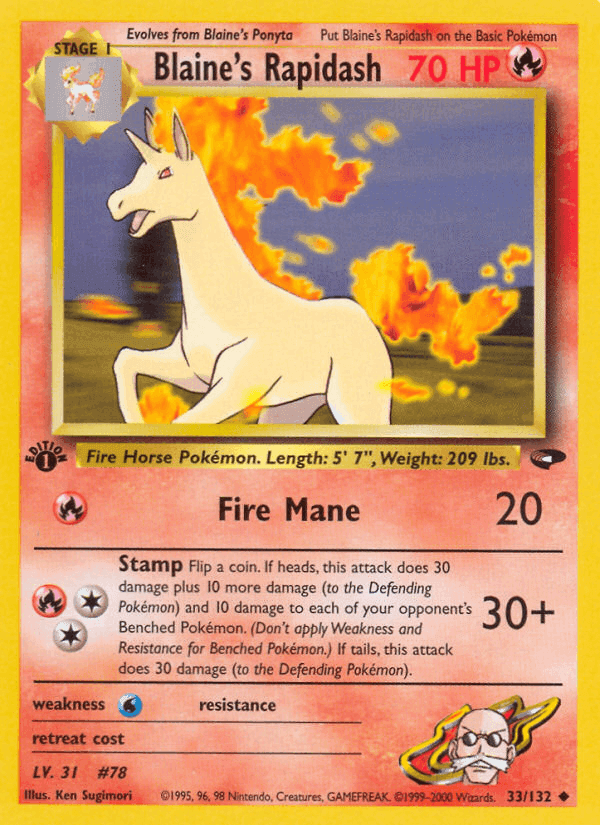 Blaine's Rapidash, carta 33 di Gym Challenge
