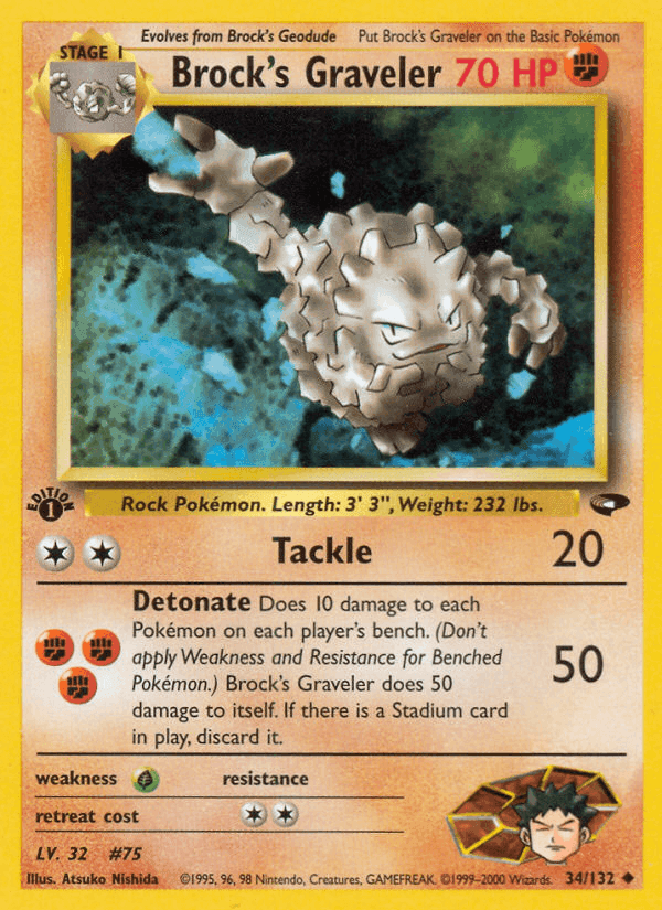 Brock's Graveler, card 34 from Gym Challenge
