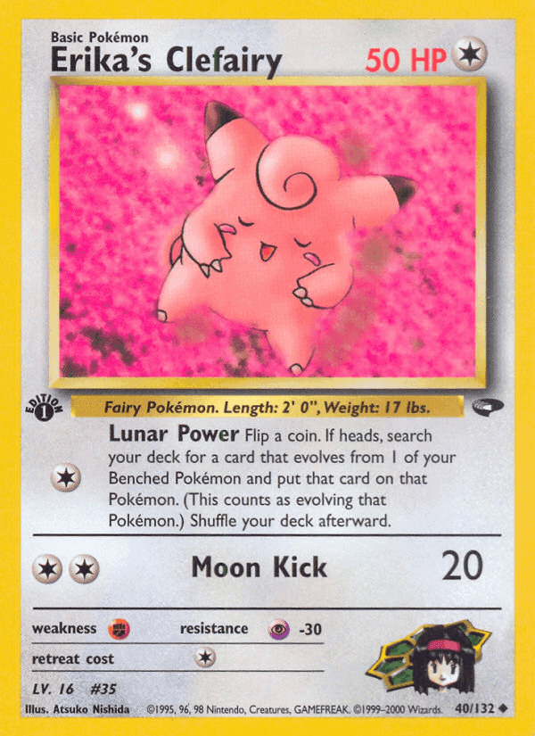 Erika's Clefairy, card 40 from Gym Challenge