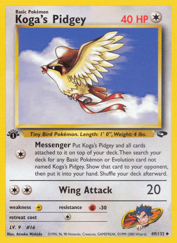 Koga's Pidgey, card 49 from Gym Challenge