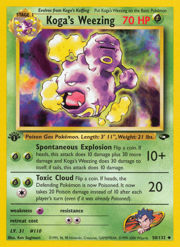 Koga's Weezing, card 50 from Gym Challenge