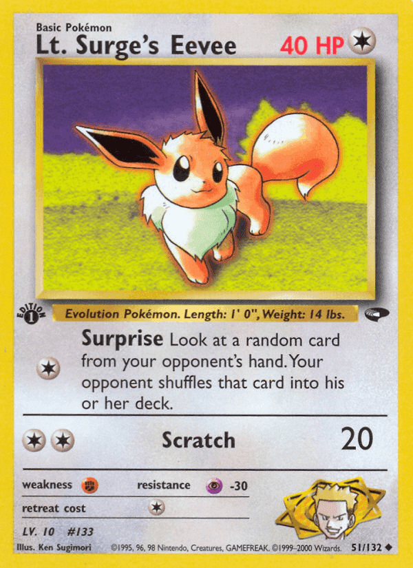 Lt. Surge's Eevee, card 51 from Gym Challenge