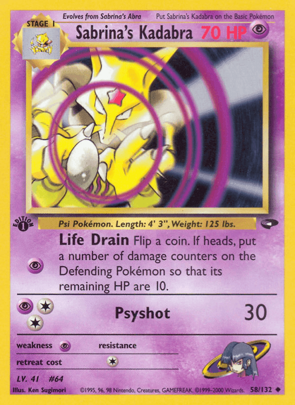 Sabrina's Kadabra, card 58 from Gym Challenge