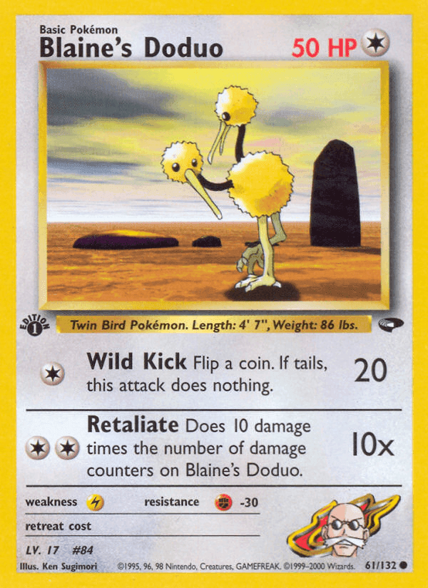 Blaine's Doduo, card 61 from Gym Challenge