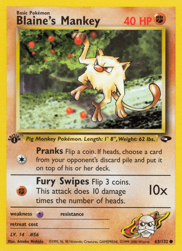 Blaine's Mankey, card 63 from Gym Challenge