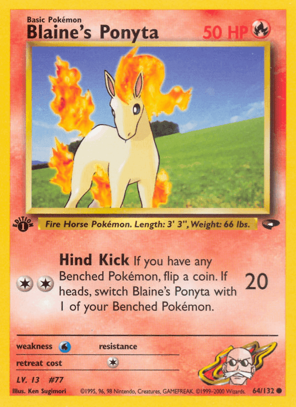 Blaine's Ponyta, card 64 from Gym Challenge