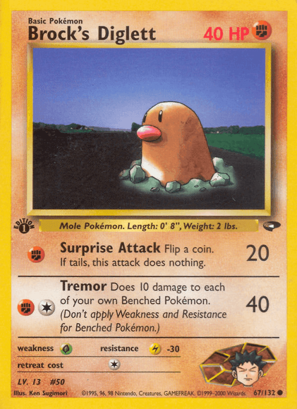 Brock's Diglett, card 67 from Gym Challenge