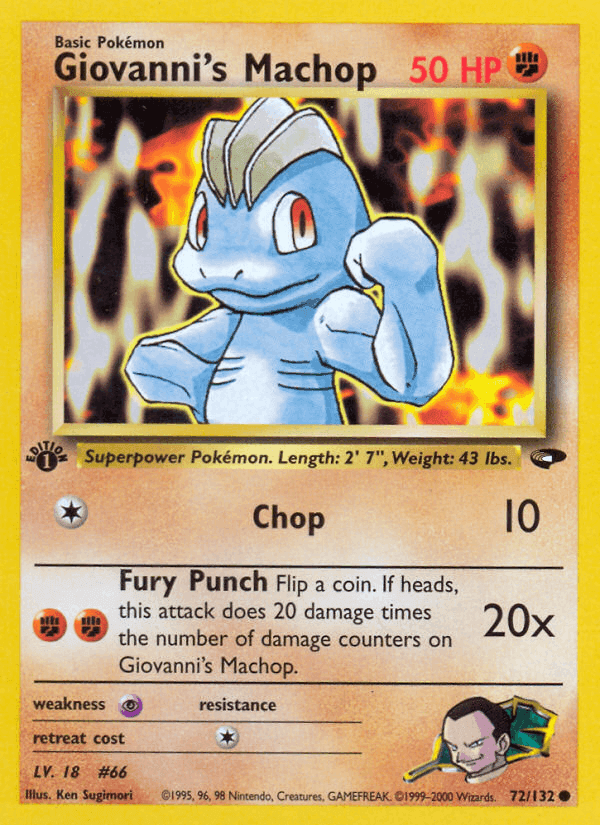 Giovanni's Machop, card 72 from Gym Challenge
