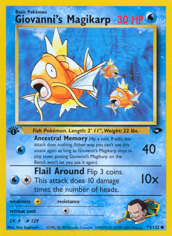 Giovanni's Magikarp, card 73 from Gym Challenge