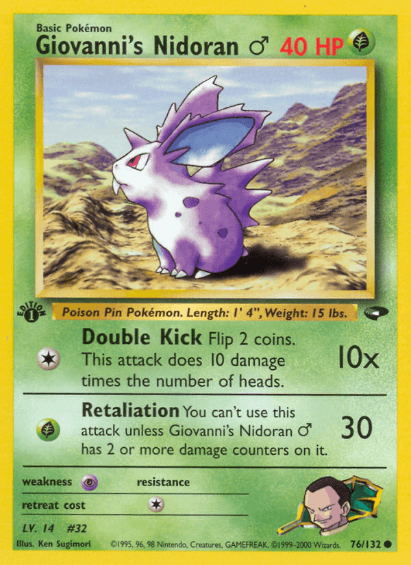 Giovanni's Nidoran ♂, card 76 from Gym Challenge