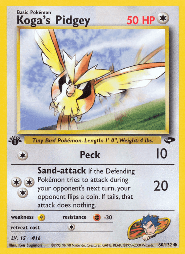 Koga's Pidgey, card 80 from Gym Challenge