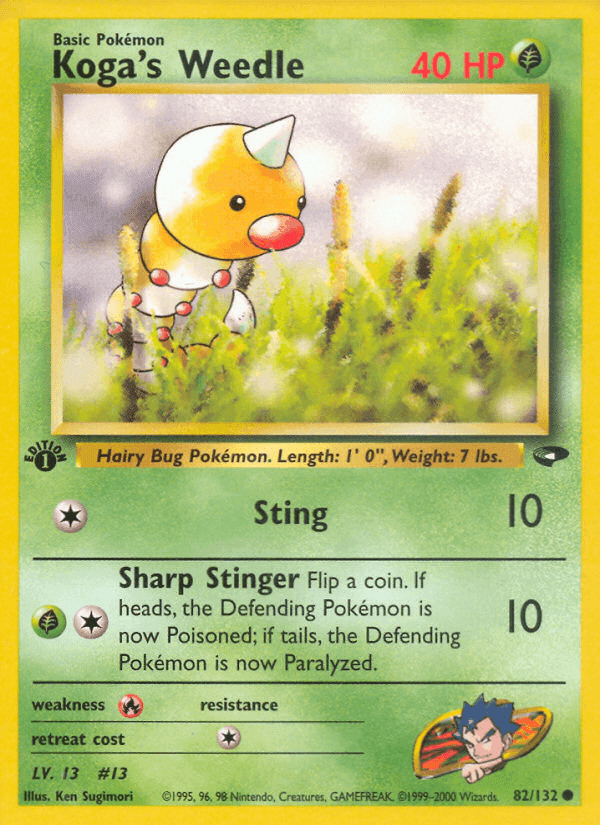 Koga's Weedle, card 82 from Gym Challenge