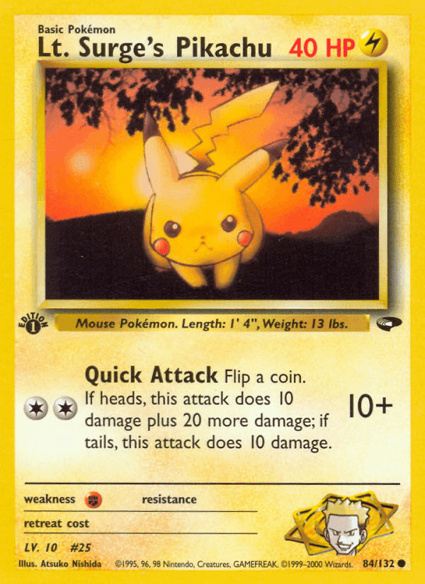 Lt. Surge's Pikachu, card 84 from Gym Challenge